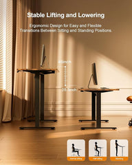 HLDIRECT Elektrisch staand bureau met stopcontacten, 120x60cm, bruin, 60kg