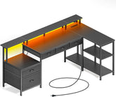 Bureau - Computertafel - Hoekbureau - 163x88 cm - Grijs - Rolanstar