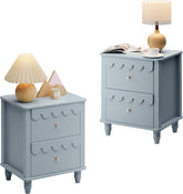 Nachtkastje set van 2 - Bijzettafel - Opbergkastje - 50x40x60 cm - Blauw - GOOBUY