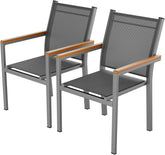 Tuinstoelen - Stapelbaar - Aluminium - Set van 2 - Grijs - LIFERUN