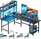 Gaming bureau - Gaming desk - Hoekbureau - 220x50 cm - Zwart - HLONONE
