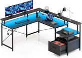Gaming bureau - Gaming desk - Hoekbureau - 160x115 cm - Zwart - Rolanstar