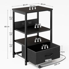 Nachtkastje - Bijzettafel - Opbergkastje - 60x40x30 cm - Zwart - Seventable