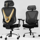 Ergonomische Bureaustoel - Office Chair - Gamestoel - Volwassenen - Zwart/Goud - HOLLUDLE