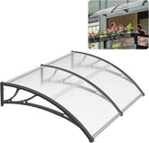 YARDIN Luifel 200x100 cm voor huisdeur, dak van polycarbonaat en aluminium, bescherming tegen weersinvloeden, voor deur- en ingangsdeur, grijs