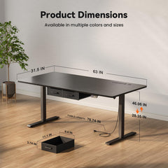 Zit sta bureau - Elektrisch - Verstelbaar - 160x80 cm - Zwart - HLDIRECT