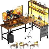 Gaming bureau - Gaming desk - Hoekbureau - 170x100 cm - Bruin - HLONONE