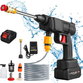 Draadloze hogedrukreiniger, 30 bar, draagbare hogedrukreiniger met accu, 6000 mAh, met oplader en slang van 5 m, 435 psi draadloos hogedruksproeipistool voor tuin en auto