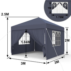 Partytent - 3x3m - Paviljoen - Antraciet - FIVMEN