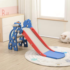 Aufun 3-in-1 opvouwbare kinderglijbaan, vrijstaande glijbaan, 135 x 53 x 67 cm, met basketbalmand, kinderglijbaan, babyglijbaan, indoor, speelplaats voor kinderen vanaf 1 - 6 jaar, voor binnen en