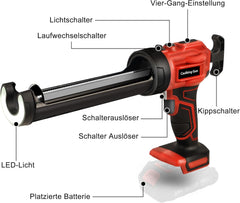 Kitspuit elektrisch - Kitpistool - Met accu - Rood - LAIWOO