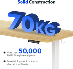 FLEXISPOT Lite Elektrisch Zit/Sta-Bureau - In Hoogte Verstelbaar Sta-Bureau met Bekerhouder en Haken, Toetsenbordpaneel met Geheugenfuncties 110 x 60 cm (Wit Frame + Esdoorn Blad)