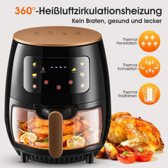 Airfryer XXL - heteluchtfriteuse - 6L - 1600W - Zwart - OYAJIA •