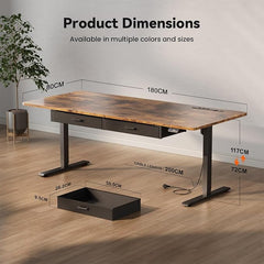 Zit sta bureau - Elektrisch - Verstelbaar - 180x80 cm - Bruin - HLDIRECT