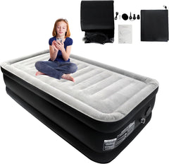 SUBTLETY Luchtbedden, 90 x 187 x 46 cm, eenpersoonsbed, zelfopblazend met snel opblazen/aflaten, elektrische luchtpomp, opvouwbare luchtmatras voor campinguitstapjes, draagvermogen tot 300 kg