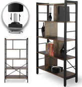 Boekenkast - Boekenrek - Industrieel - 79x30x155cm - Bruin / Zwart - MIADOMODO®