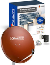 SCHWAIGER Satellietschotel complete set, Ø 60 cm staal offset antenne, rood
