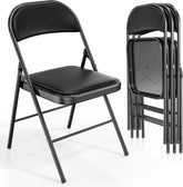 Klapstoelen - Vouwstoelen - Set van 4 - Eettafelstoelen - Zwart - VINGLI