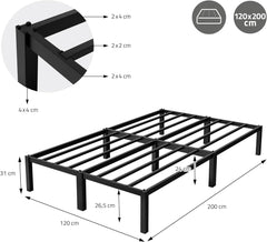 Bedframe met lattenbodem - 120x200 cm - Metaal - Zwart - ML-Design