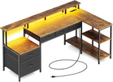Bureau - Computertafel - Hoekbureau - 163x88 cm - Bruin - Rolanstar