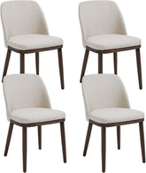 Ya-Home Set van 4 eetkamerstoelen van hout, keukenstoel van linnen, beige