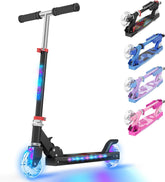 Kinderstep - LED Wielen - Verstelbaar - Vouwbaar - Zwart - TONBUX