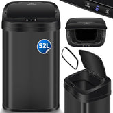 Prullenbak met sensor - Afvalbak - Vuilnisbak - 52 Liter - Zwart - KESSER®