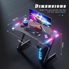 Gaming bureau - Gaming desk - Gaming tafel - 100x60 cm - Zwart - HLDIRECT