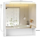 Badkamerspiegel met verlichting - Spiegelkast - 70x80 cm - Wit - Hzuaneri