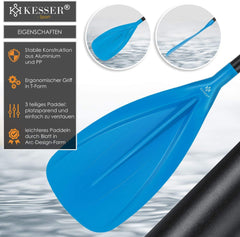 KESSER® Paddle - 3-delig voor kajak SUP stand-up paddling board, steekpeddel, verstelbare telescopische peddel, 165 cm - 215 cm aluminium voor stand-up peddel, kajakken, surfboard, boot, anti-slip