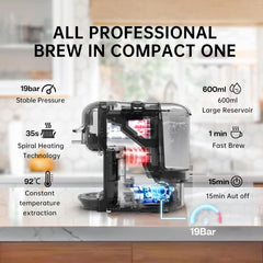 Koffiemachine - Espressomachine - Koffiecupmachine - Zwart - HIBREW •