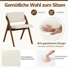 COSTWAY Set van 2 eetkamerstoelen, inklapbare keukenstoel met rubberen houten poten, gevoerde zitting en rugleuning, klapstoel, bijzetstoel, draagbare bureaustoel voor eetkamer, kantoorevenementen