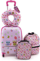 Kinderkoffer - Koffer kind - Kindertrolley - Meisje - Roze - Costway