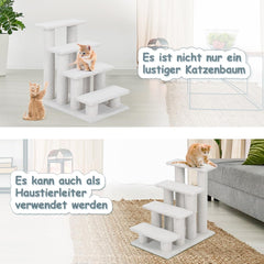 COSTWAY Dierentrap, kattentrap, 4 treden, trap voor katten en honden tot 25 kg, huisdiertrap klein, hondentrap, speelboom, 61 x 41 x 60 cm, spaanplaat en kunstvlies (beige)