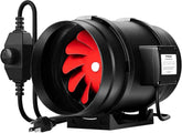 Buisventilator - Kanaalventilator - Inline Ventilator - Regelbaar - 200 mm - Zwart - T8 - VIVOSUN