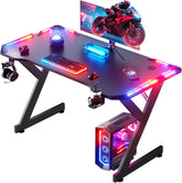 Gaming bureau - Gaming desk - Gaming tafel - 100x60 cm - Zwart - HLONONE