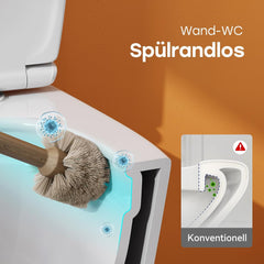 Hangtoilet van keramiek met toiletdeksel met softclosemechanisme, wandtoilet zonder spoelrand met één gat, superspin-spoeling, wit met nano-coating