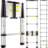 VEVOR Telescopische ladder van aluminium, uittrekbaar, hoogte max. 3,2 m, draagbaar 8,2 kg, uittrekbare ladder van aluminium, draagbaar, ruimtebesparend, maximale draagkracht 170 kg voor reparaties