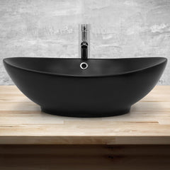 Wastafel - Keramiek - 59x38x19 cm - Zwart - ML-Design •