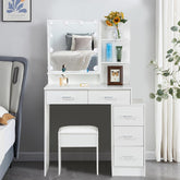 Make up tafel - Kaptafel - Met spiegel en verlichting - Hollywood - Wit - Saimeihome •
