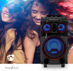 Nedis Bluetooth®-party-luidspreker | max. batterijduur: 6,5 uur | 120 W | draaggreep | partylicht | equalizer | zwart