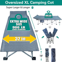 Veldbed - 1 Persoons - Kampeerbed - Stretcher - 200x80 cm - Grijs