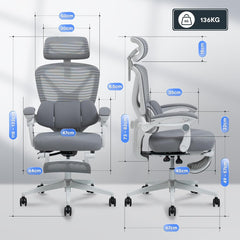 Ergonomische Bureaustoel - Office Chair - Gamestoel - Volwassenen - Grijs - OC4WG - FLEXISPOT