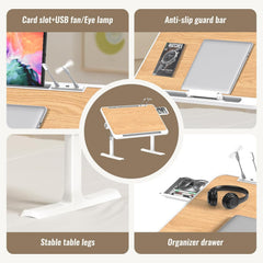 Bedtafel - Laptoptafel - Bank tafeltje - Ontbijttafeltje - Wit - Ferghana •