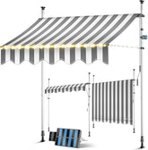 KESSER® Klemluifel met handslinger en led-lichtsnoer, balkonluifel zonder boren, luifel uv-bestendig, in hoogte verstelbaar en waterafstotend, zonwering voor balkon, terras en tuin, 250 cm