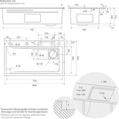 Spoelbak - Wasbak - Keuken - RVS - 80x46 cm - Antraciet - ML-Design