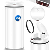 Prullenbak met sensor - Afvalbak - Vuilnisbak - 56 Liter - Wit - KESSER®