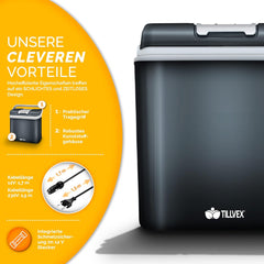 Koelbox Elektrisch – 12V en 230 volt - Coolbox - Frigobox - 24L – Grijs
