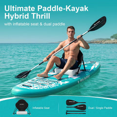 SOLAVERO 350cm, opblaasbaar stand-up paddleboard, met een draagvermogen 250kg, extra breed ontwerp van 89 cm, stabiel antislip dek, hoogwaardige