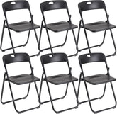 Baroni Home Klapstoel met pvc- en stalen frame, ruimtebesparende inklapbare zitting met poten en handgreep, outdoorstoel, keuken, woonkamer, reizen, 74 x 43 x 49 cm, 6 stuks, zwart